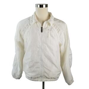 Head Sports Wear White Vintage Windbreaker Lined Zip Up Size Large